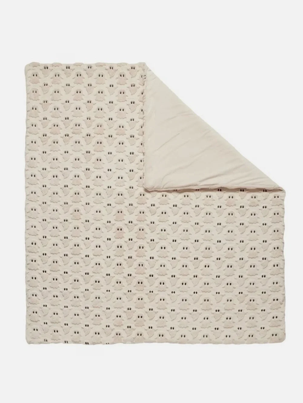 Ghost Embroidered Faux Fur Throw Blanket